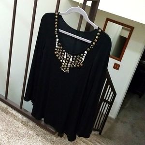 Jeweled Neck Top